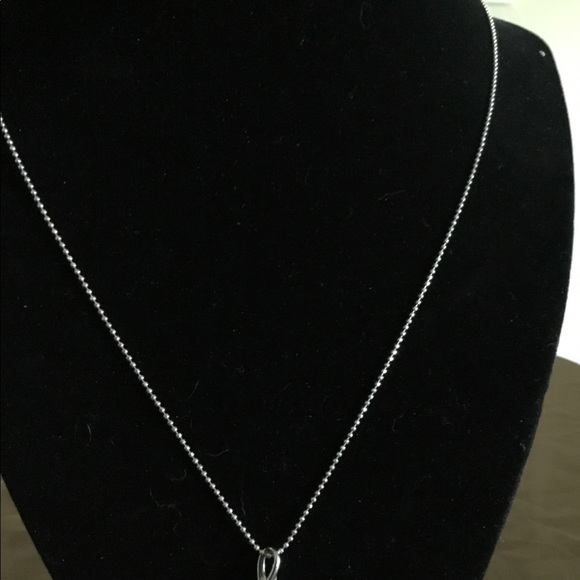 .925 SS Bead Necklace And Diamond Pendant - Picture 2 of 3